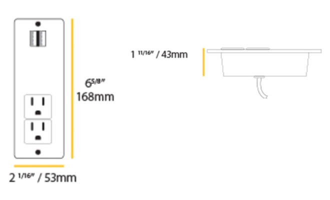 Dimensions of recess mount outlet